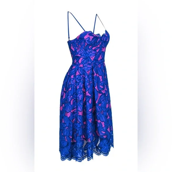Lilly Pulitzer CAMELLA DRESS Royal Purple Two Tone Orchid Pink Lace - Picture 5 of 6
